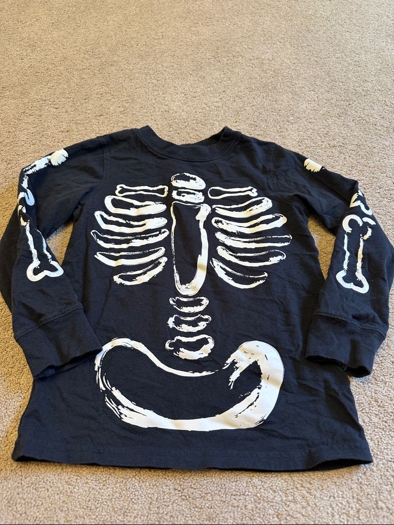 Carter's Black Long-Sleeve Skeleton Graphic Tee